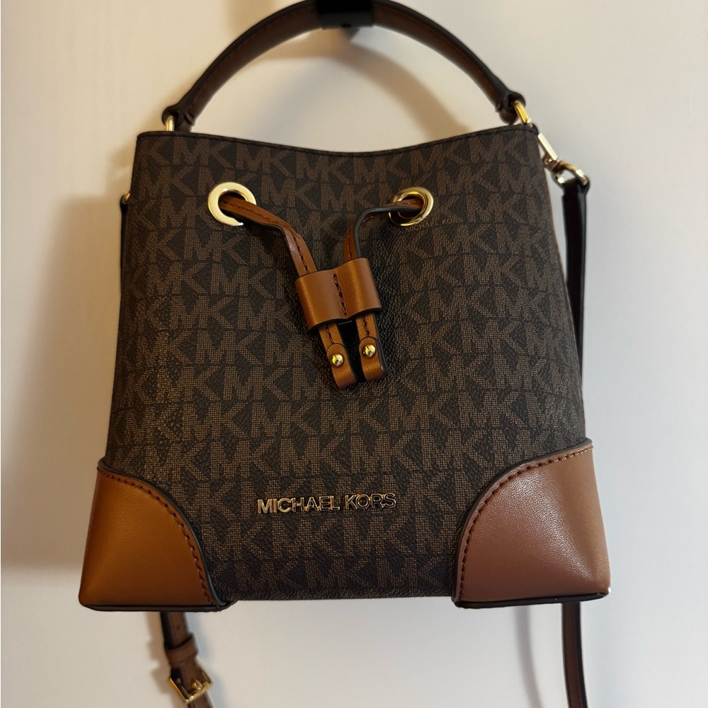 Michael Kors Dark Brown and Tan Mini Bag